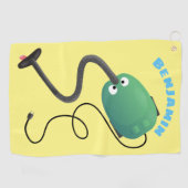 かわいい掃除機の漫画のユーモア ゴルフタオル (横)