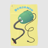 かわいい掃除機の漫画のユーモア ゴルフタオル (正面)