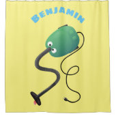 かわいい掃除機の漫画のユーモア シャワーカーテン (正面)