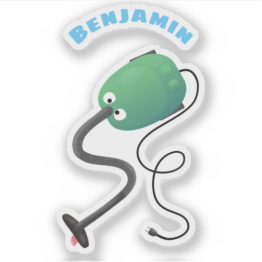 かわいい掃除機の漫画のユーモア シール (正面)