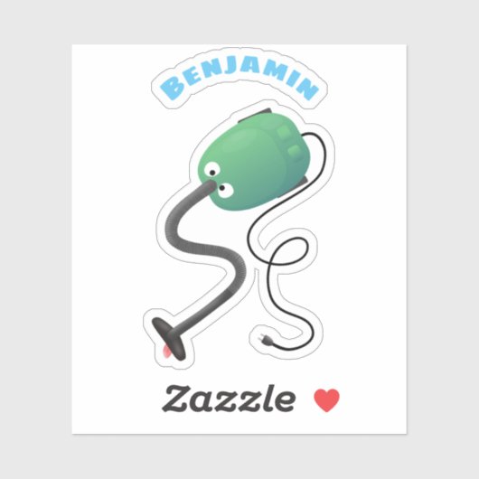 かわいい掃除機の漫画のユーモア シール (シート)