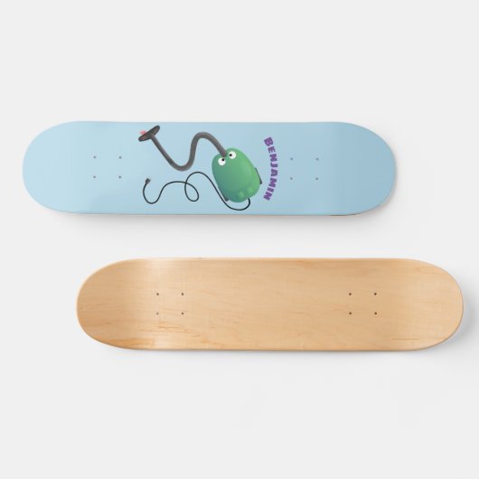 かわいい掃除機の漫画のユーモア スケートボード (横)