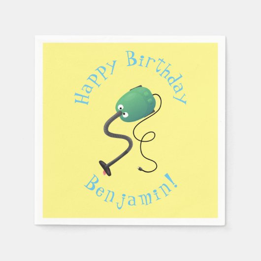 かわいい掃除機の漫画のユーモア スタンダードカクテルナプキン (正面)