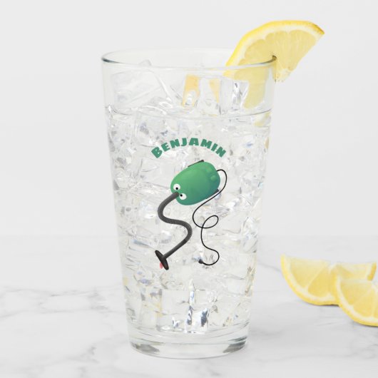 かわいい掃除機の漫画のユーモア タンブラーグラス (アイス裏面)