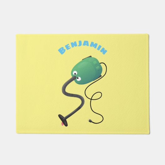 かわいい掃除機の漫画のユーモア ドアマット (正面)