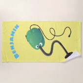 かわいい掃除機の漫画のユーモア ビーチタオル (正面)