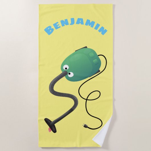 かわいい掃除機の漫画のユーモア ビーチタオル (正面)