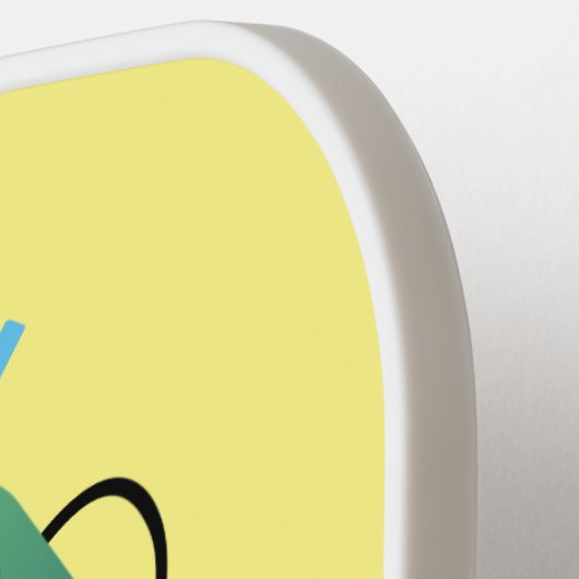 かわいい掃除機の漫画のユーモア ピックルボールラケット (左詳細)