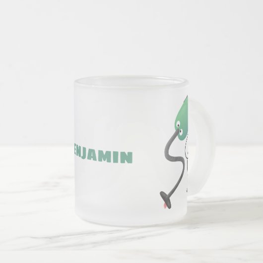 かわいい掃除機の漫画のユーモア フロストグラスマグカップ (正面右)