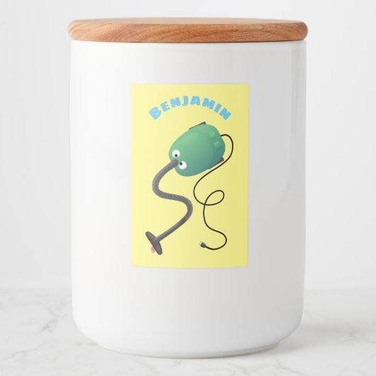 かわいい掃除機の漫画のユーモア フードラベル (正面)