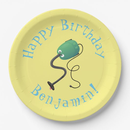 かわいい掃除機の漫画のユーモア ペーパープレート (正面)