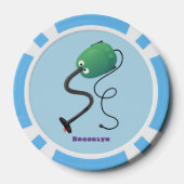 かわいい掃除機の漫画のユーモア ポーカーチップ (裏面)