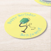 かわいい掃除機の漫画のユーモア ラウンドペーパーコースター (アングル)