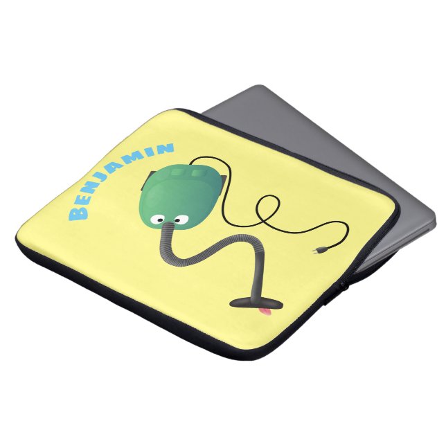 かわいい掃除機の漫画のユーモア ラップトップスリーブ (正面上部)