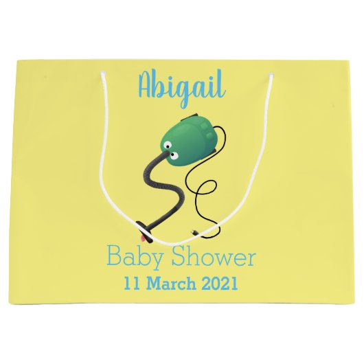 かわいい掃除機の漫画のユーモア ラージペーパーバッグ (正面)