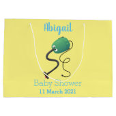 かわいい掃除機の漫画のユーモア ラージペーパーバッグ (裏面)