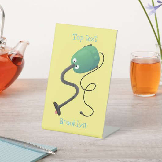 かわいい掃除機の漫画のユーモア 台座サイン (インサイチュ)