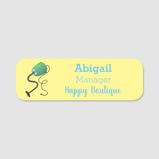 かわいい掃除機の漫画のユーモア 名札 (正面)