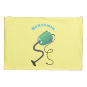 かわいい掃除機の漫画のユーモア 枕カバー (裏面)