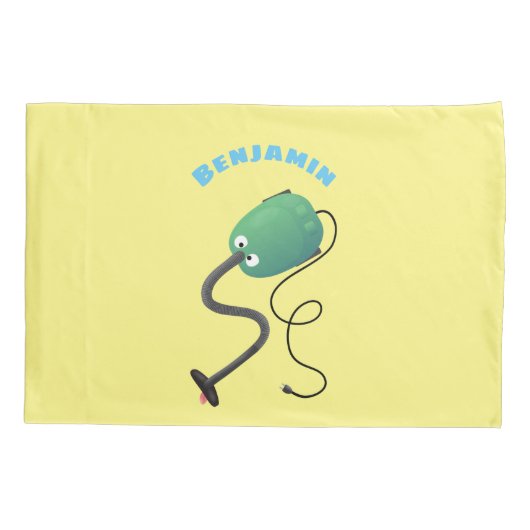 かわいい掃除機の漫画のユーモア 枕カバー (裏面)