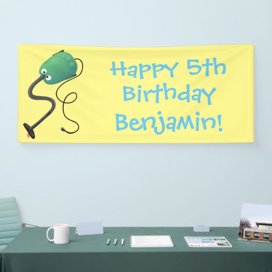 かわいい掃除機の漫画のユーモア 横断幕 (トレードショー)