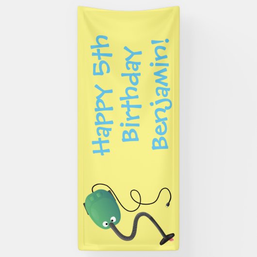 かわいい掃除機の漫画のユーモア 横断幕 (縦)