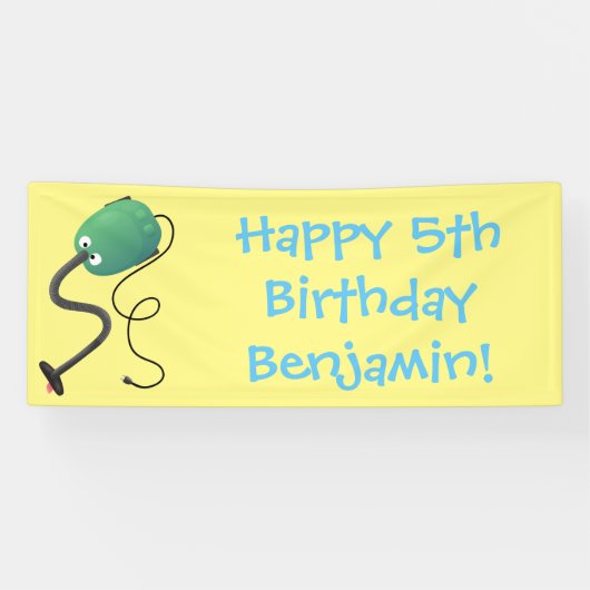 かわいい掃除機の漫画のユーモア 横断幕 (横)