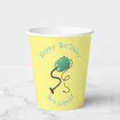 かわいい掃除機の漫画のユーモア 紙コップ (裏面)