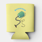 かわいい掃除機の漫画のユーモア 缶クーラー (裏面)