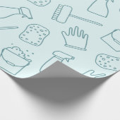 かわいい掃除道具のパターン ラッピングペーパー (角)