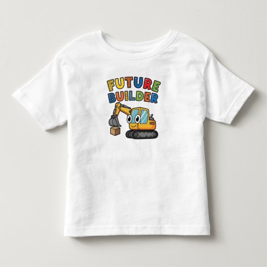 かわいい掘削機 未来の建設者  トドラーTシャツ (正面)