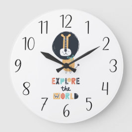 かわいい探索ライオン ラージ壁時計