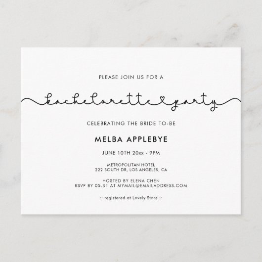 かわいい接続ハートフォントバチェロレッテ ポストカード (正面)