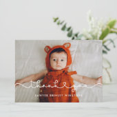 かわいい接続ハートフォントベビーシャワー感謝していユーザ サンキューカード (スタンド正面)