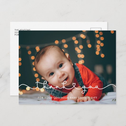 かわいい接続ハートフォントベビーシャワー感謝していユーザ ポストカード (正面/裏面)