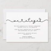 かわいい接続ハートフォント私たちは駆け落ちした発表 招待状 (正面)