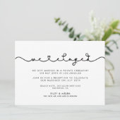 かわいい接続ハートフォント私たちは駆け落ちした発表 招待状 (スタンド正面)