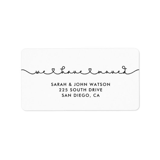 かわいい接続ハートフォント移動 ラベル (正面)