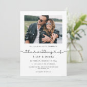 かわいい接続ハートフォント結婚写真 招待状 (スタンド正面)