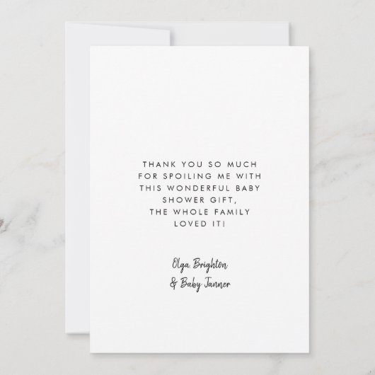 かわいい接続ハートベビーシャワーサンキューカード サンキューカード (裏面)