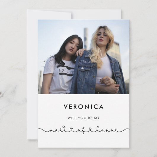 かわいい接続ハートメイド・オブ・オーナー(花嫁付き添い人)提案カード 招待状 (正面)