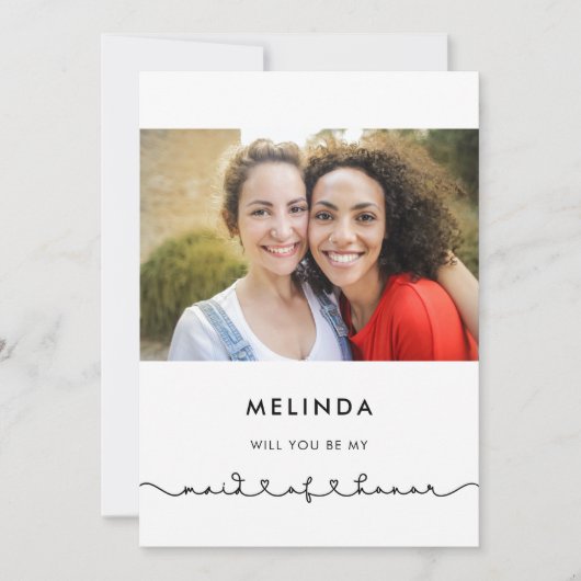 かわいい接続ハートメイド・オブ・オーナー(花嫁付き添い人)提案カード 招待状 (正面)