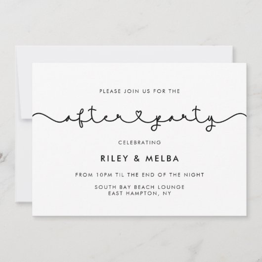 かわいい接続ハート結婚フォントの後パーティー 招待状