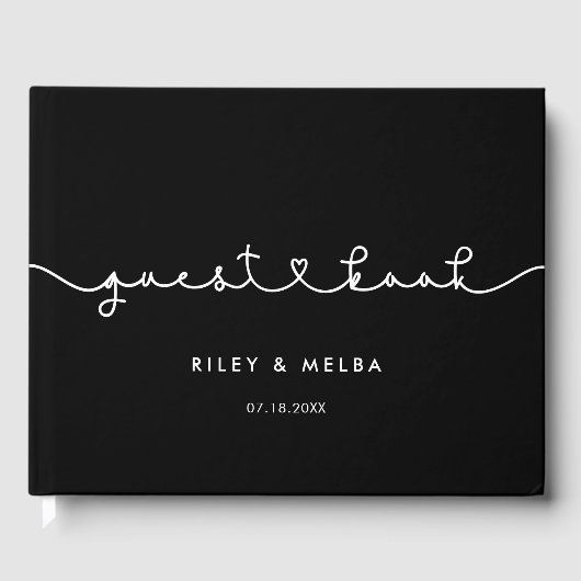 かわいい接続ハート結婚フォント ゲストブック (正面)