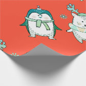 かわいい描動物のクリスマスラッピング ラッピングペーパー (角)