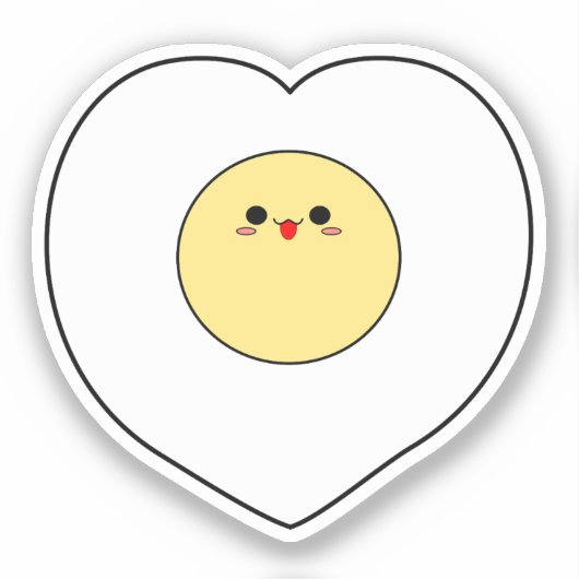 かわいい揚げ卵ビニールシール |ハート図形 シール (正面)