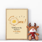 かわいい揚げ卵1歳の誕生日ウェルカムサイン ポスター