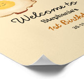 かわいい揚げ卵1歳の誕生日ウェルカムサイン ポスター (角)