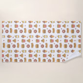 かわいい揚げ物ピザハンバーガーのソーダアイスクリームのホットドッグ ビーチタオル (正面)