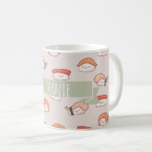 かわいい握り寿司シームレスの柄 コーヒーマグカップ (正面右)